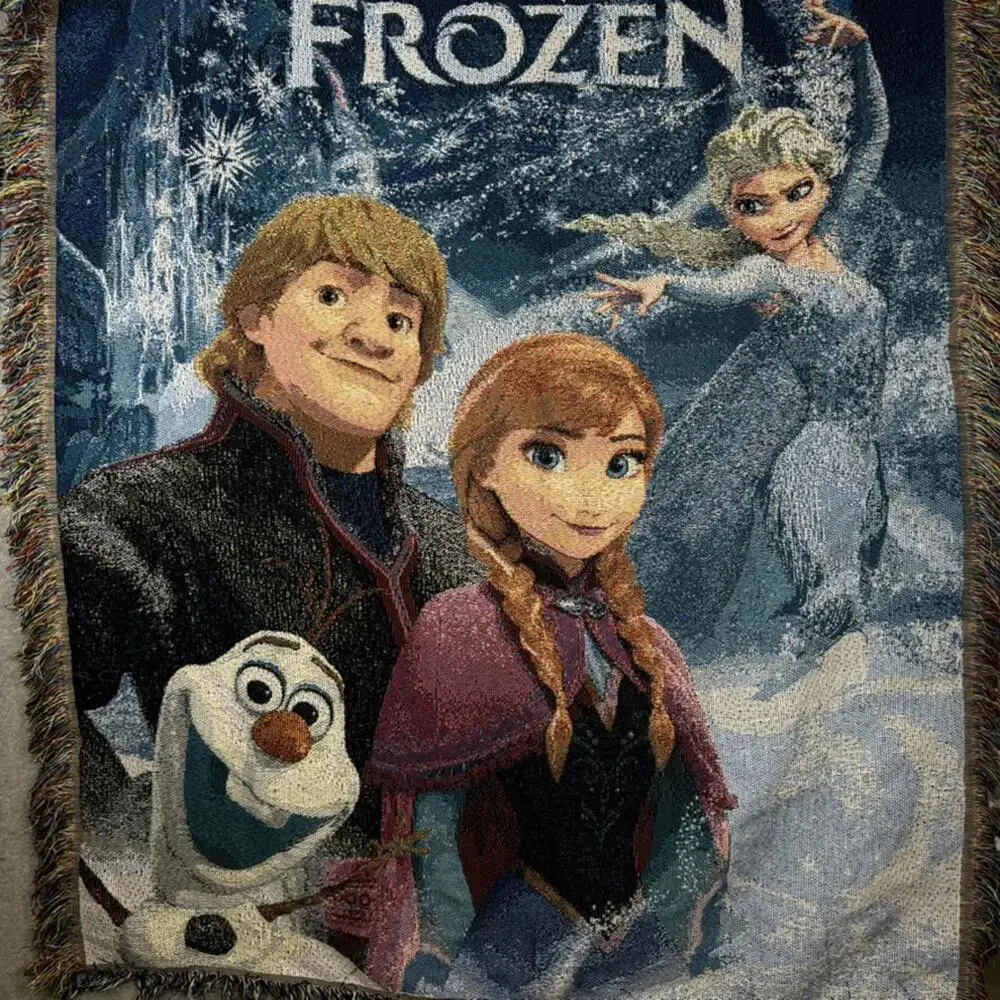 2013 Disney 50 X 55 Frozen Medium Sized Tapestry Tassel Throw Blanket Anna Elsa